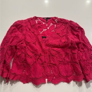 Maje Vibrant Pink Lace Blouse